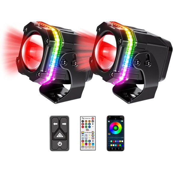 KEMIMOTO Whipless LED Whip Lights,UTV Alien Lights Compatible with Polaris RZR Can-Am w/Mounts Fit 1.5" - 2" Roll Bar