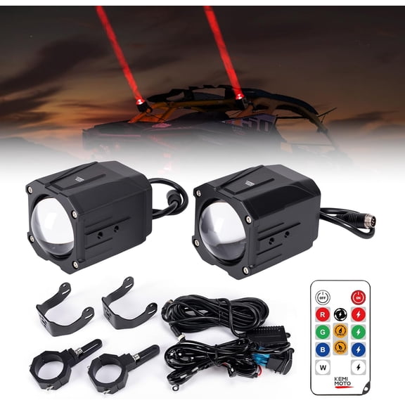 KEMIMOTO Whipless LED Whip Lights with 9 Mode, Compatible with Polaris RZR Ranger Can-Am Maverick X3 Defender, Fit 1.5''-2'' Roll Cage
