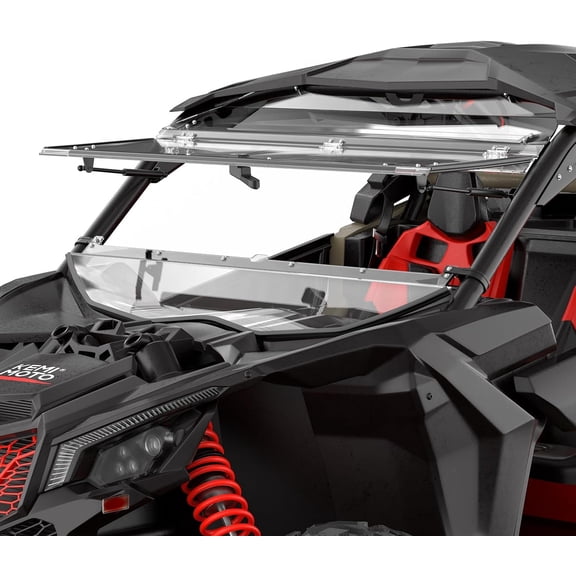 KEMIMOTO X3 Flip Windshield Compatible with Can-Am Maverick X3 & X3 Max, S 1/4" Thick Polycarbonate Front Full Windshield (Clear)