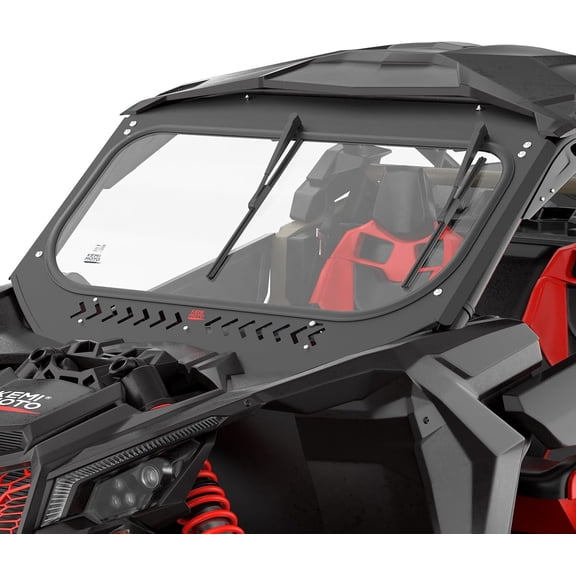 KEMIMOTO X3 Glass Windshield with Sliding Vents Compatible with Can-Am Maverick X3, 7MM Thick Laminated Safety Glass, Includes Dual Manual Wipers