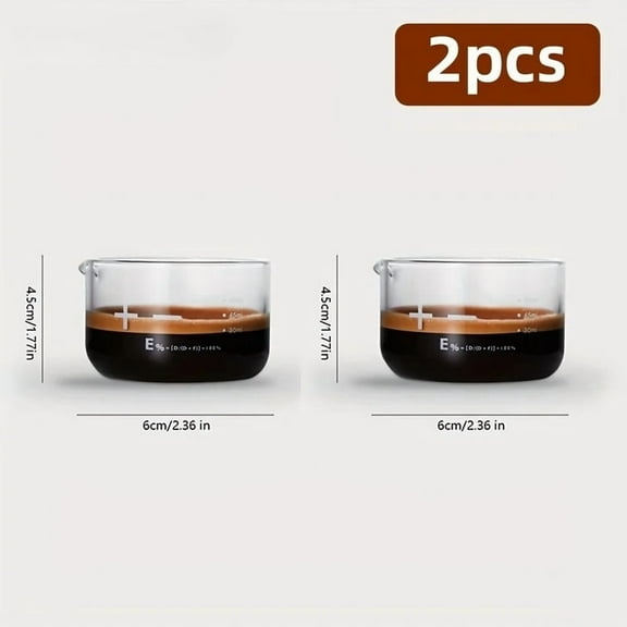 KEMORELA 1/2PCS Espresso S Glasses 60ml Clear Scale Measuring Cup Liquid Heavy Glass Coffee Cups Home Barista Accessories