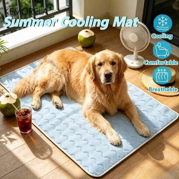 KEMORELA Pet Cooling Mat, Ice-Cool Pad for Cats Dogs, Wave Pattern for Home Car