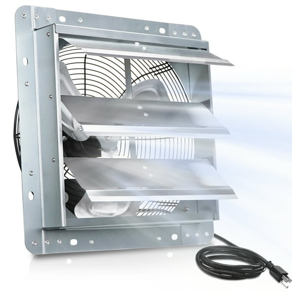 KEN BROWN 12" Shutter Exhaust Fan - 1450CFM, Aluminum Housing for Garage Attic Workshop Ventilation