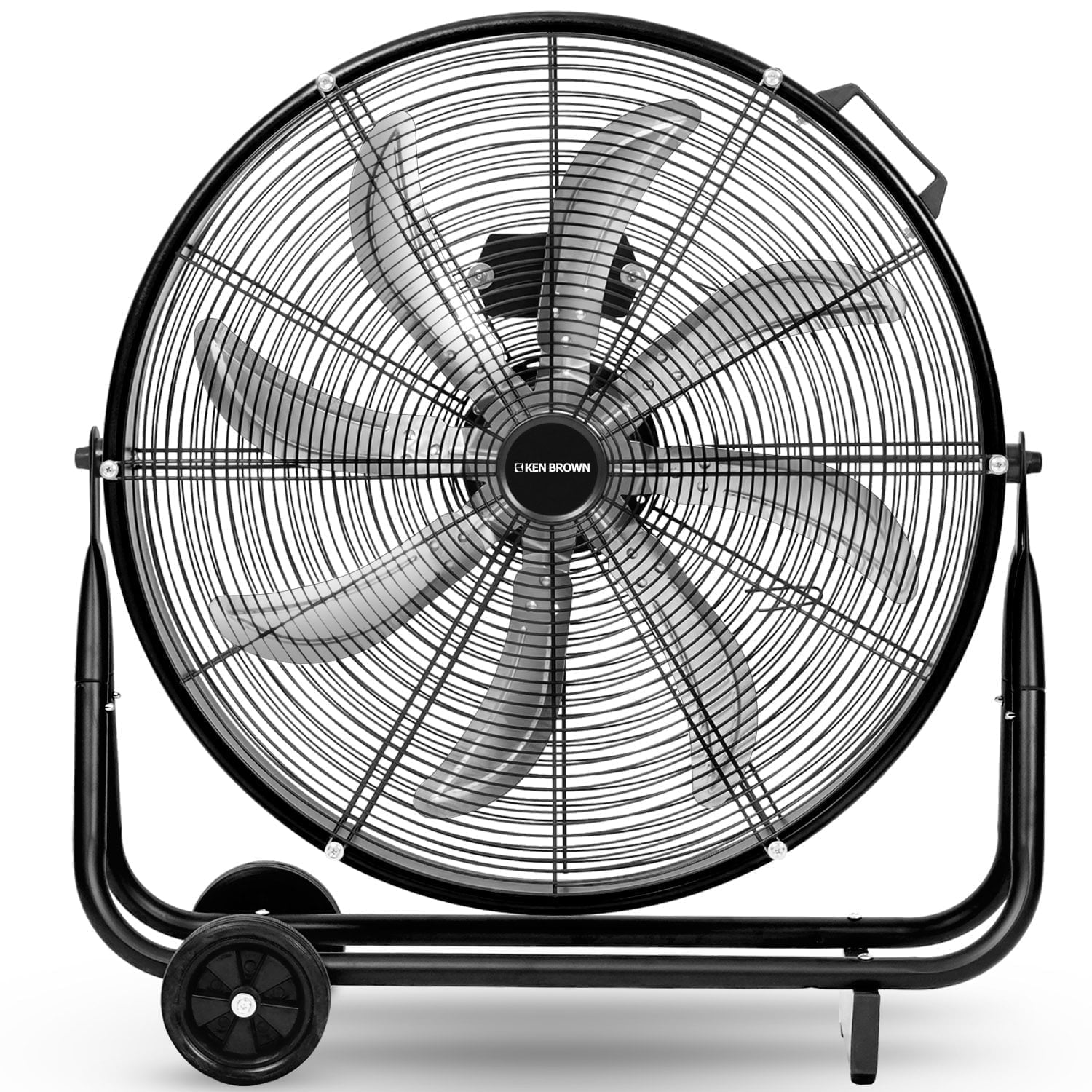 Ken Brown Industrial Drum Fan 24" 3-Speed High Velocity Heavy Duty 8-Blade 360° Tilt 9500 CFM Electric Household Fan