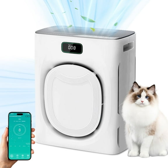 KEN BROWN Pet Air Purifiers for Home - 2500 ft Large Coverage for Pet Families! H13 HEPA + Washable Filters, Smart WiFi-Perfect Christmas Gift for Pet Owners