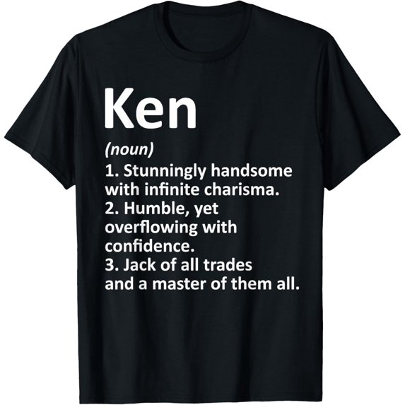 KEN Definition Personalized Name Funny Birthday Gift Idea T-ShirtMen and women, Black T-shirt, size: Extra large
