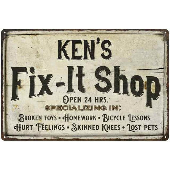 KEN'S Fix-It Shop Sign Grandpa Dad Wall Decor Gift 8x12 Metal 208120006268