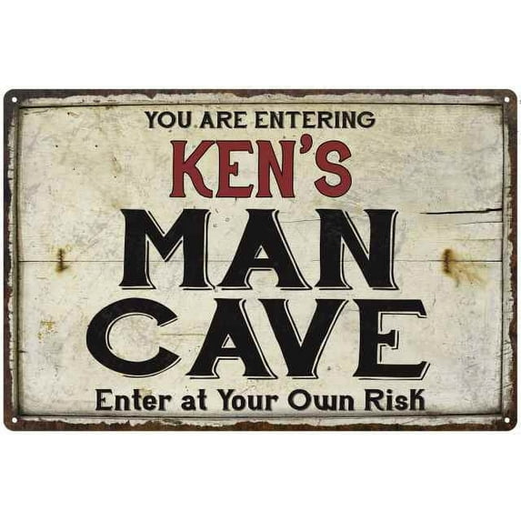 KEN'S Man Cave Sign Rustic 16 x 24 Matte Finish Metal 116240035268