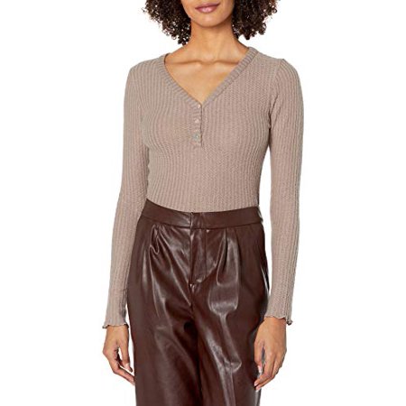 KENDALL + KYLIE Women's Button Front Long Sleeve Top, Charcoal Gray Plus Size 2X