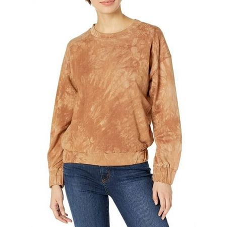 KENDALL + KYLIE Women's Elastic Waist Sweatshirt, Brown- Small