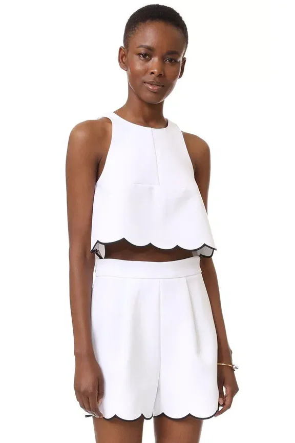 Women's Scallop Crop Top Size XS