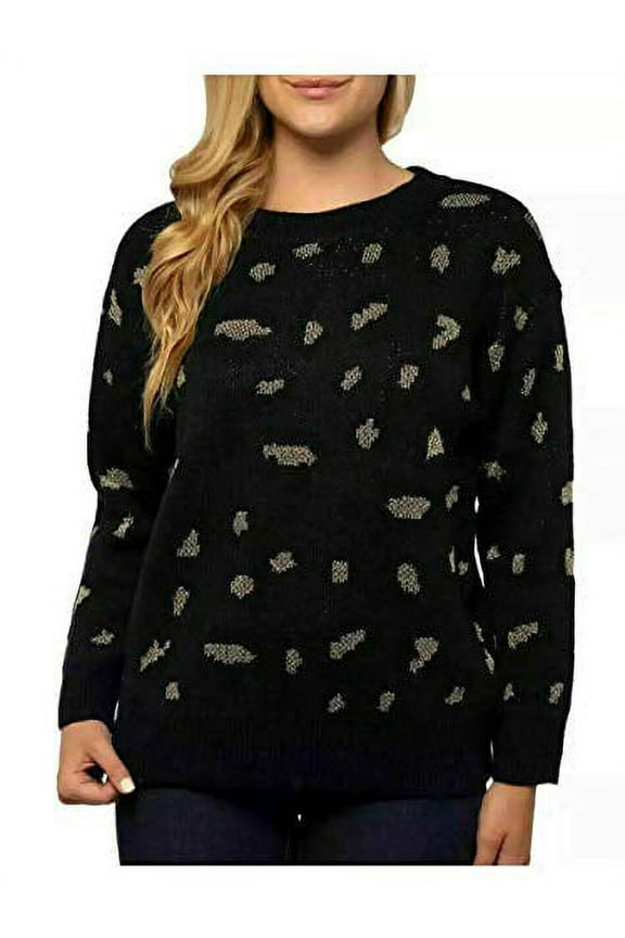 Women's Sweater Pullover Animal Print (Navy/Gold, Small)