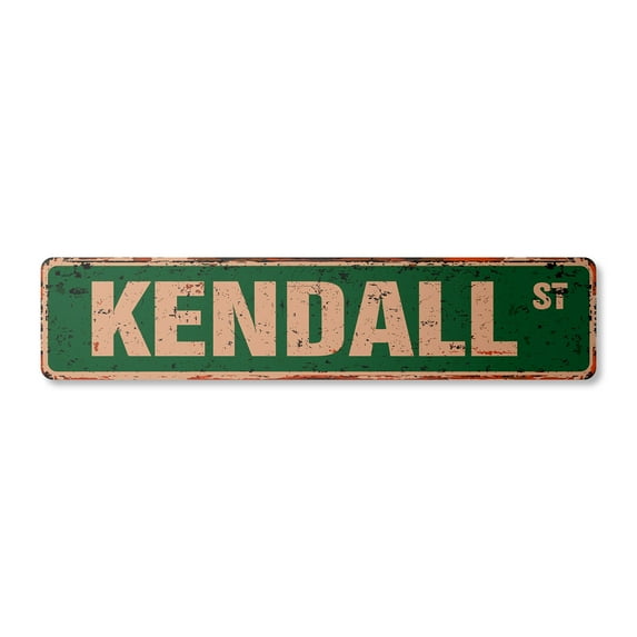 KENDALL Vintage Aluminum Street Sign Childrens Name Room Metal Sign rustic metal tin | Indoor/Outdoor | 30" Wide