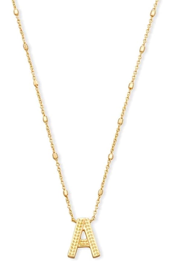 Letter A Pendant Necklace, Gold, 19 inches