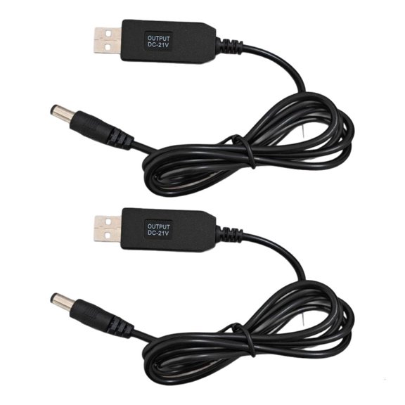 KENIIQ 2 Pack USB 5V to 21V Boost Charging Cable, 5.5X2.1mm Center Positive Plug, Voltage Step up Cord with Charging Indicator Lights