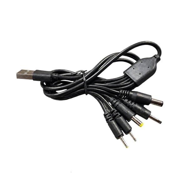 KENIIQ 5 in 1 USB to DC 5.5mm Charging Cable, Multi 5 Way Round Power Cord for Fan LED Light Power Bank