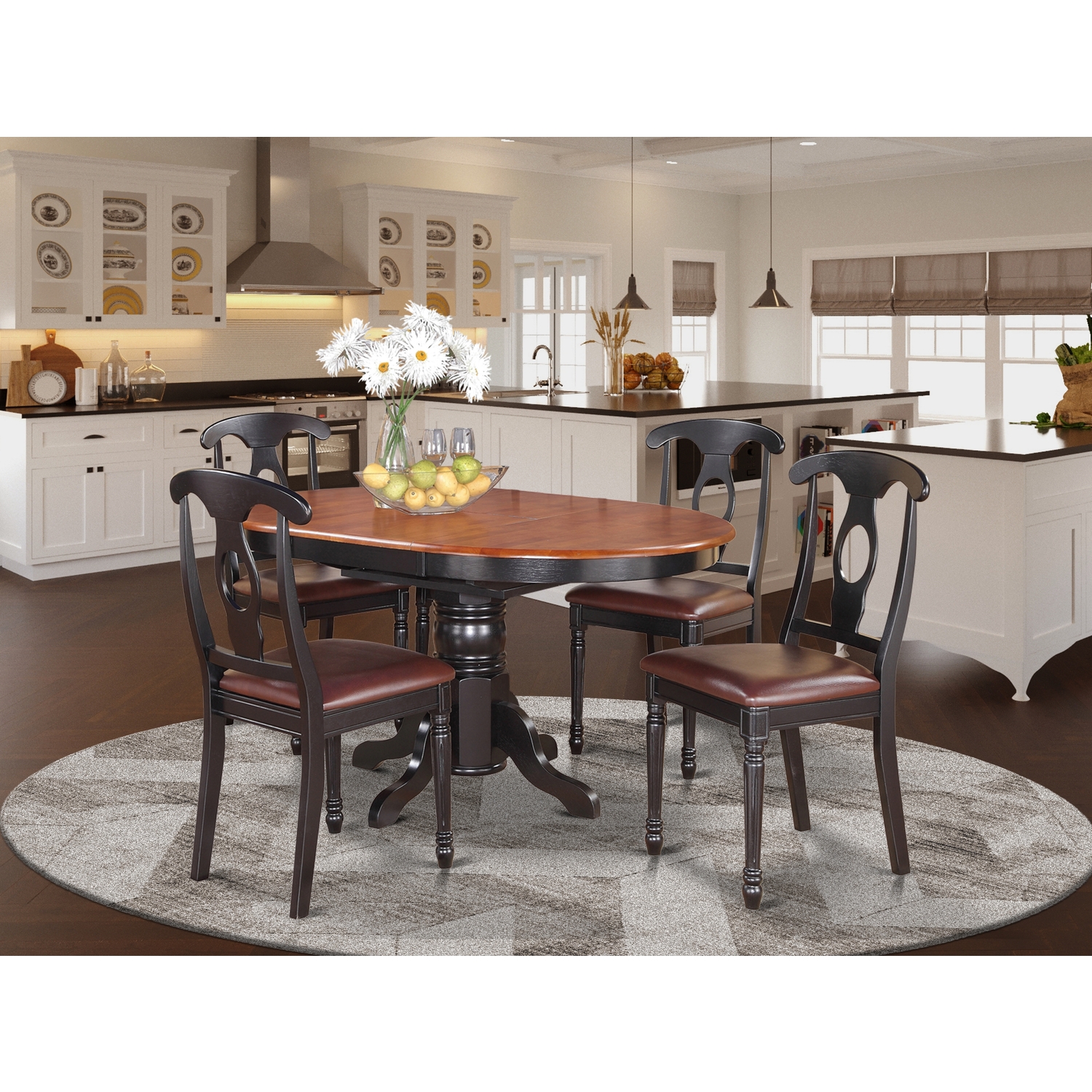 KENL5-BLK-LC Pc Dining room set for 4-Oval Dining Table and Dining  Chairs.