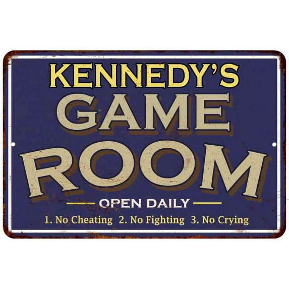 KENNEDY'S Blue Game Room Sign Metal Wall Decor 8x12 208120002239