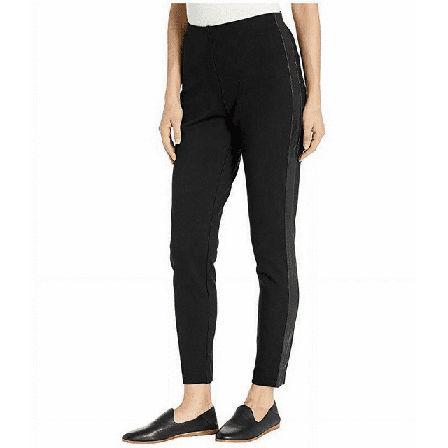 KENNETH COLE FLEX FAUX LEATHER SIDE STRIPE LEGGINGS MEDIUM
