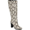 thumbnail image 1 of KENNETH COLE NEW YORK Womens Beige Snake Skin Print Justin Round Toe Block Heel Zip-Up Dress Boots 9.5 M, 1 of 4