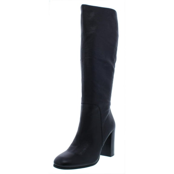 KENNETH COLE NEW YORK Womens Black Stretch Gore Padded Justin Round Toe Block Heel Zip-Up Leather Riding Boot 9 M