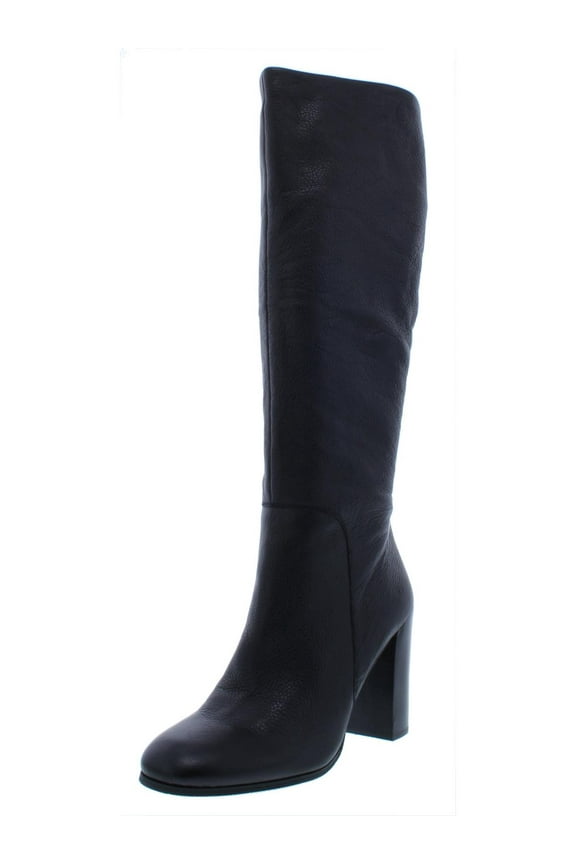 NEW YORK Womens Black Stretch Gore Padded Justin Round Toe Block Heel Zip-Up Leather Riding Boot 9 M