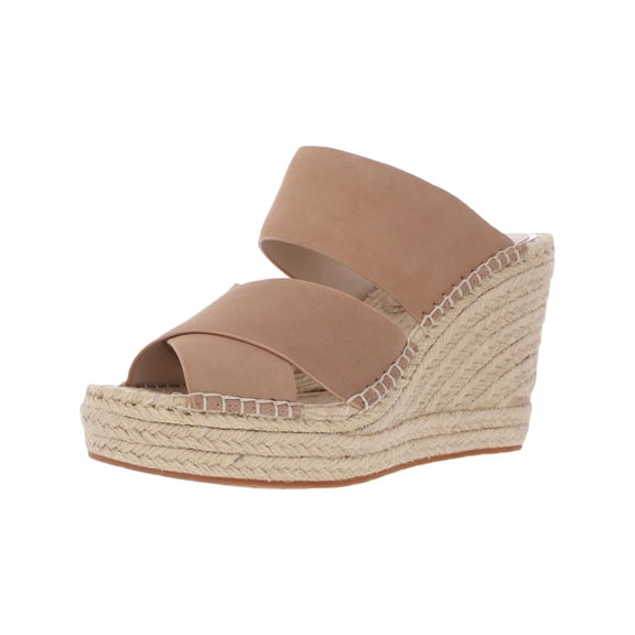 KENNETH COLE NEW YORK Womens Brown Crisscross Straps 1" Platform Cushioned Olivia Round Toe Wedge Slip On Leather Dress Espadrille Shoes 10 M