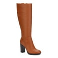 thumbnail image 1 of KENNETH COLE NEW YORK Womens Cognac Brown Lug Sole Padded Justin 2.0 Round Toe Block Heel Zip-Up Leather Heeled Boots 8 M, 1 of 4