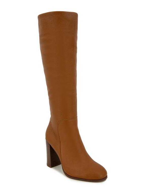NEW YORK Womens Cognac Brown Padded Lug Sole Goring Justin 2.0 Round Toe Stacked Heel Zip-Up Leather Boots Shoes 8.5