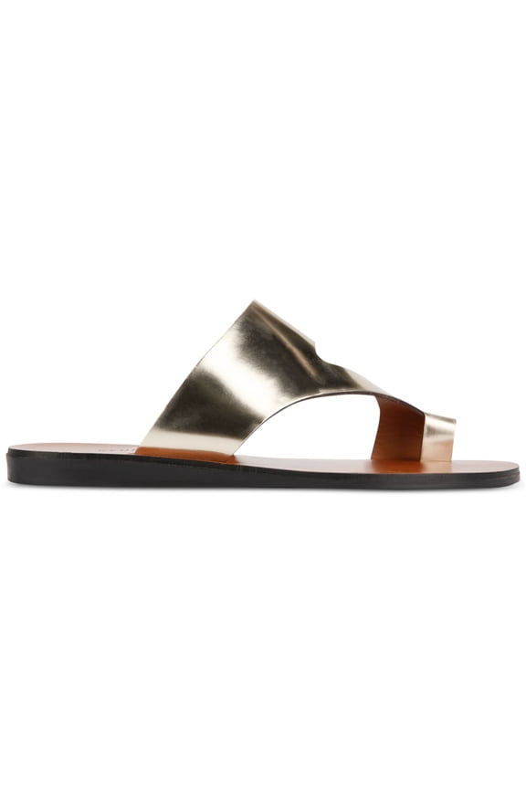 NEW YORK Womens Silver 1/2 Heel Toe-Loop Comfort Palm Round Toe Wedge Slip On Slide Sandals 8.5