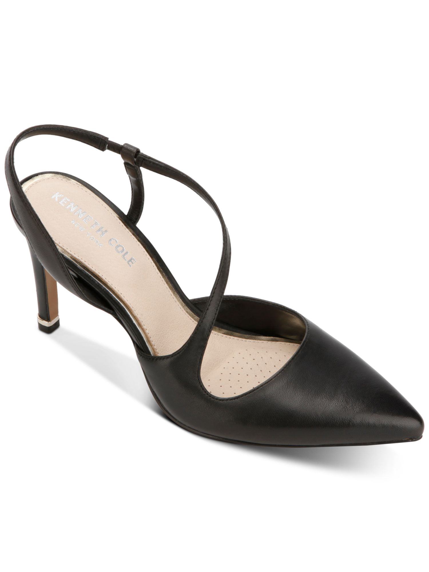 Black Asymmetric Strap Slingback Flats - CHARLES & KEITH CA