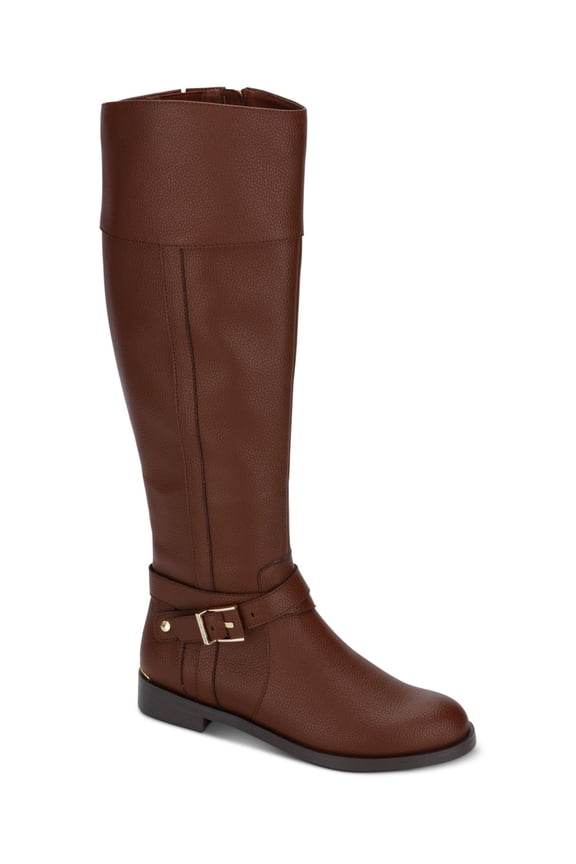 Womens Brown Thermoplastic Sole Gold Heel Accent Buckle Accent Wind Almond Toe Zip-Up Riding Boot 6.5 M