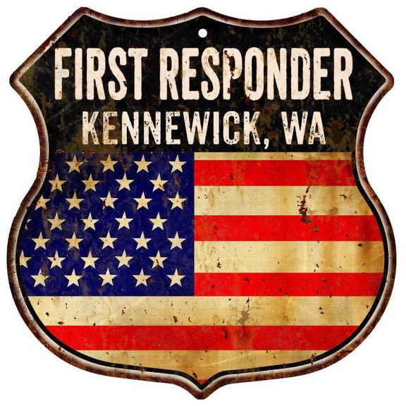 KENNEWICK, WA First Responder USA 12x12 Metal Sign Fire Police 211110022419
