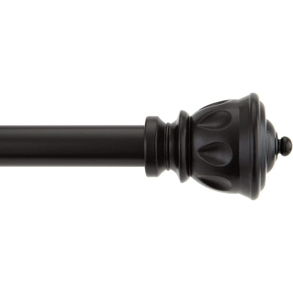 Kenney Kiera Curtain Rod - Adjustable Single Rod, Hardware Included - 28"-48", Black