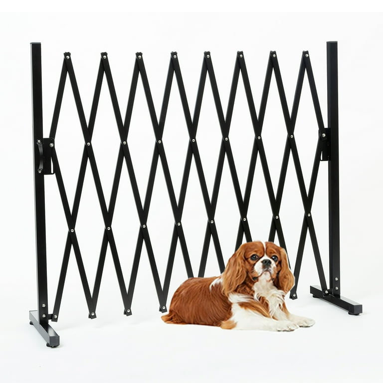 KENNISI Metal Expandable 9 feet Dog Gate Portable Accordion Safety Barrier Indoor and Outdoor Retractable Pet Gate