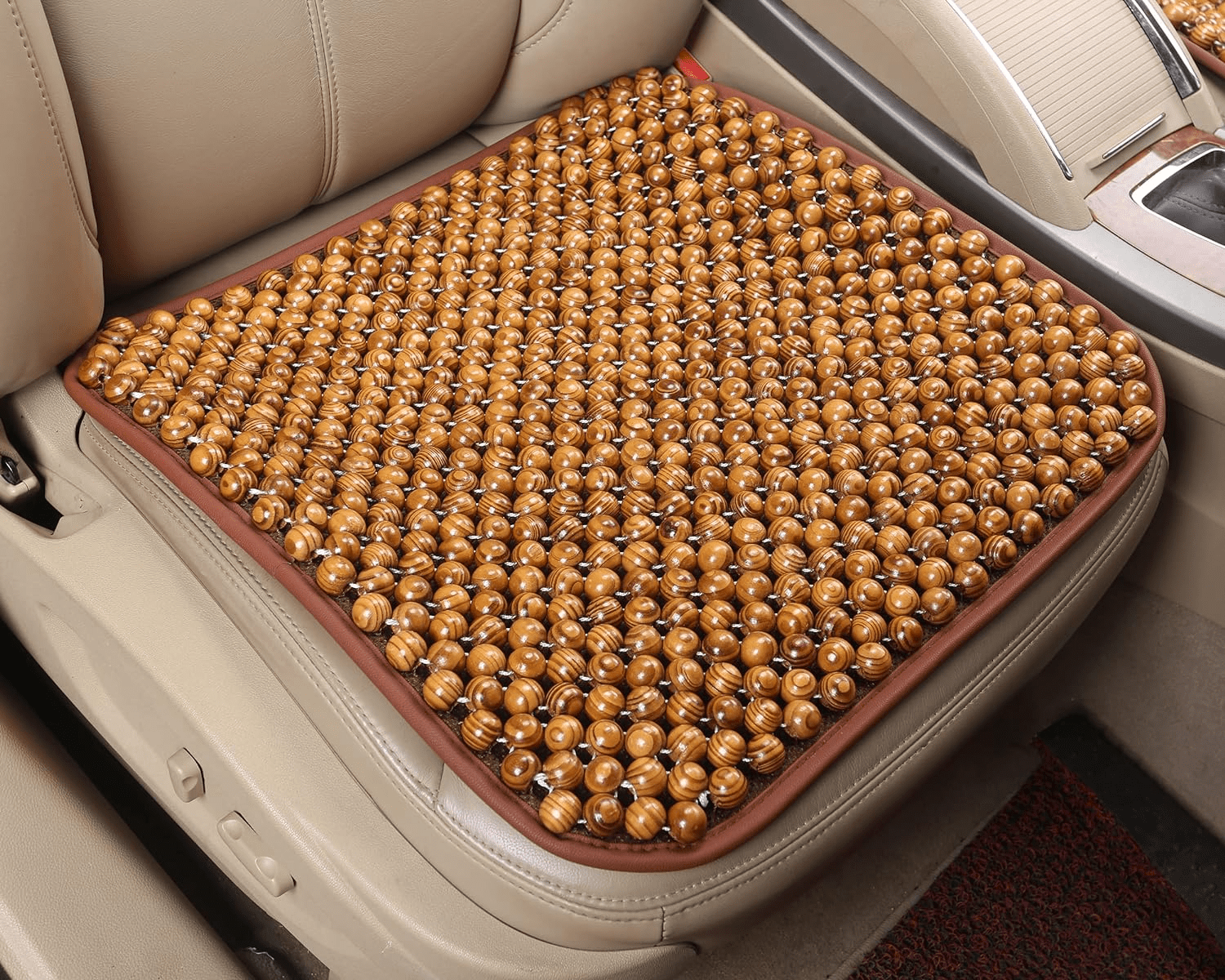 AutoCraft Car & SUV & Truck Seat Cushion, Sand Wood Bead, Universal, Cooling, Easy Fit, Massage, 1 Pack AC2094