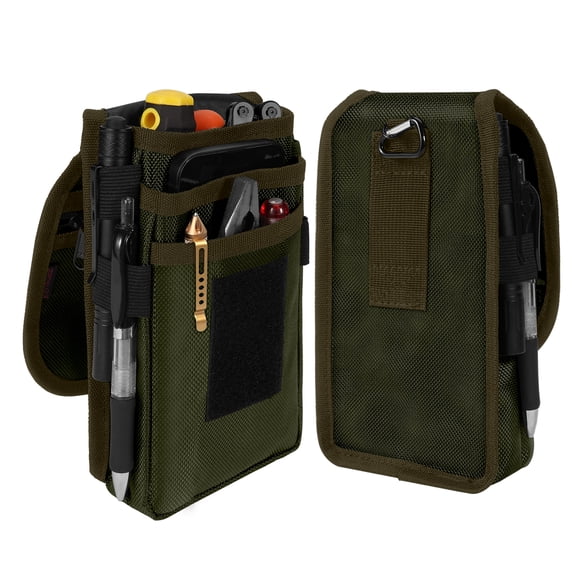 KENOBE Electrician's Belt Tool Pouch - Multitool Organizer, Nylon Tactical Holster, Utility Sheath for EDC Gear & Cellphone, Olive