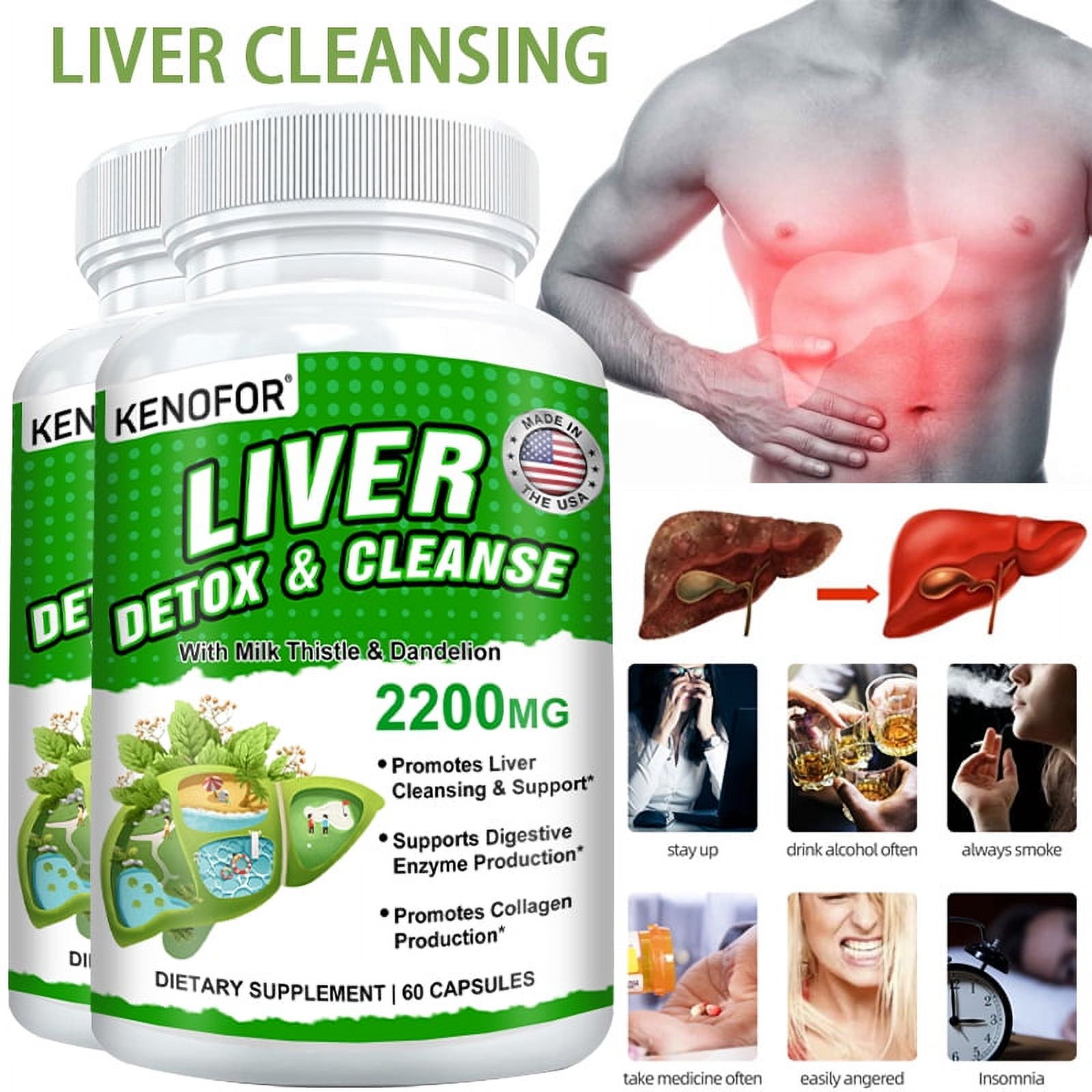 KENOFOR Liver Cleanse Detox & Repair for Liver Detoxification, Digestion and Cleansing Liver