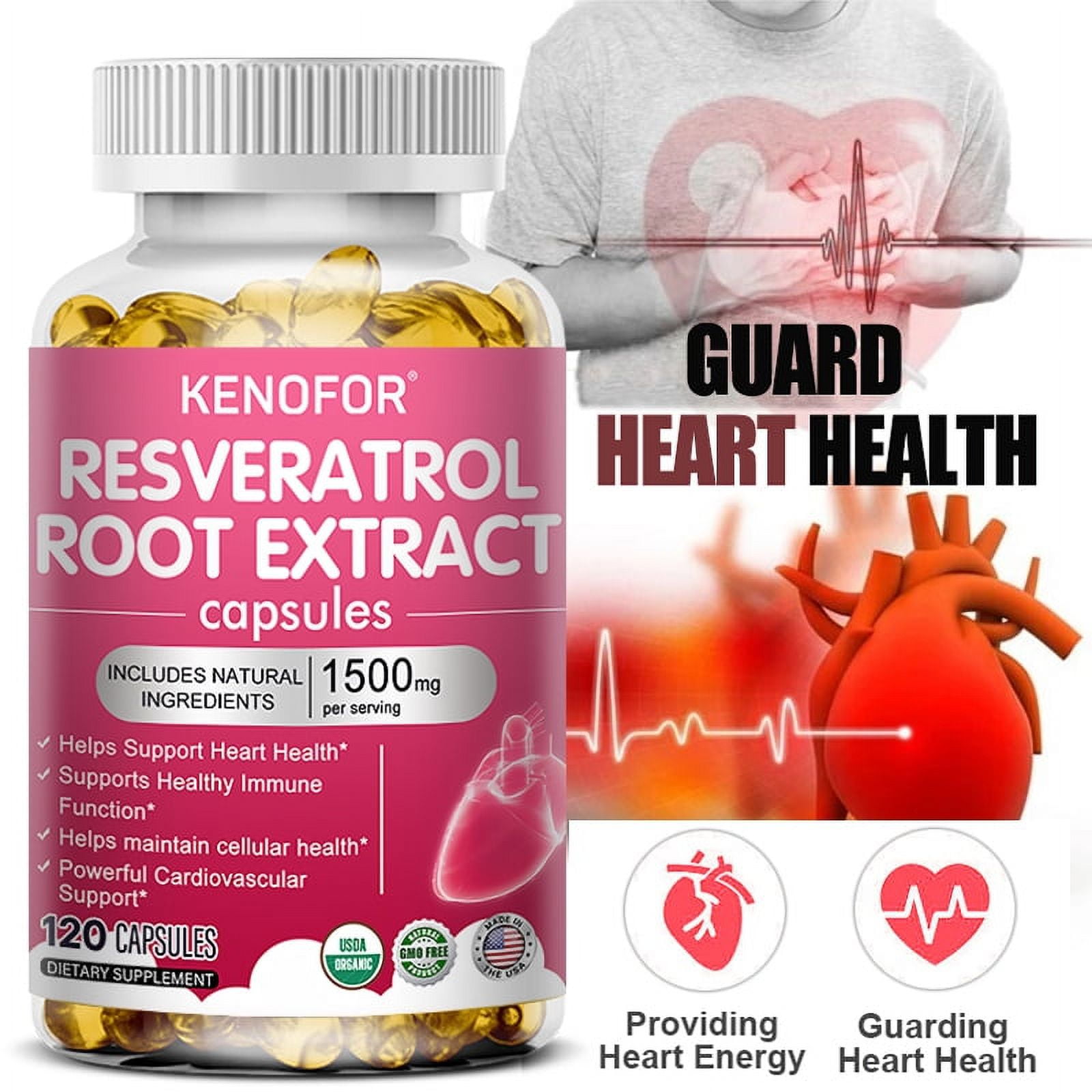 KENOFOR Resveratrol Extract 1500 mg Supports heart, immunity