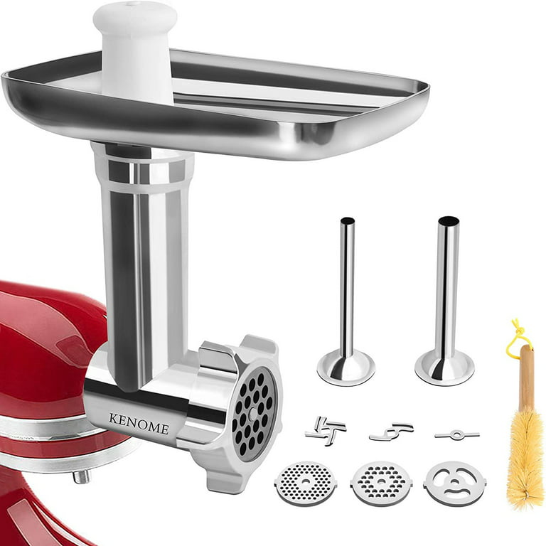 https://i5.walmartimages.com/seo/KENOME-Metal-Food-Grinder-Attachment-KitchenAid-Stand-Mixers-Includes-2-Sausage-Stuffer-Tubes-Durable-Meat-KitchenAid-Silver-Stand-mixer-included_098cf158-cd59-4064-96e5-b2e839f748cc.db114c6f7d4833563310ea5564af7604.jpeg?odnHeight=768&odnWidth=768&odnBg=FFFFFF