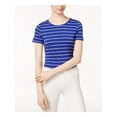 thumbnail image 1 of KENSIE Womens Blue Tie Striped Short Sleeve Jewel Neck Top  Size: XL, 1 of 4