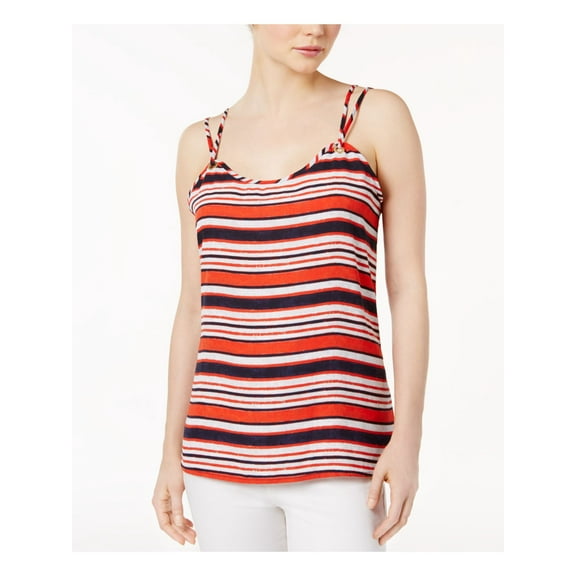 KENSIE $59 Womens New 1119 Red Striped Scoop Neck Top L B B