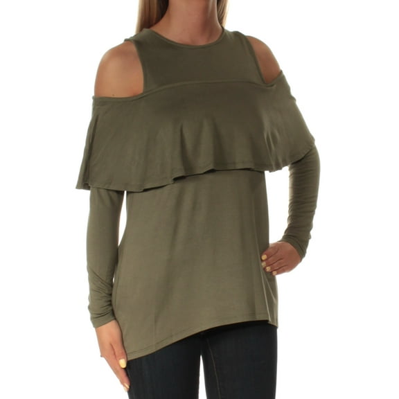 KENSIE $69 Womens New 1351 Green Ruffled Tunic Top XL B+B