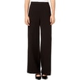thumbnail image 1 of Kensie Womens Diuble-Strip Casual Wide Leg Pants, Black, Large, 1 of 3
