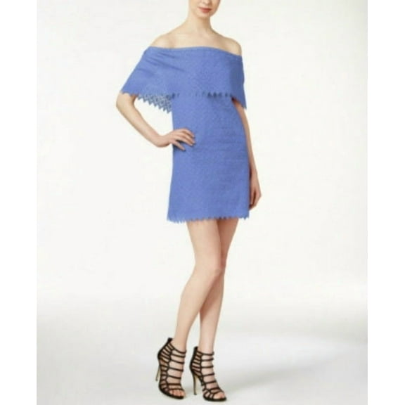 KENSIE $89 Womens New 1592 Blue Eyelet Off Shoulder Dress S B B