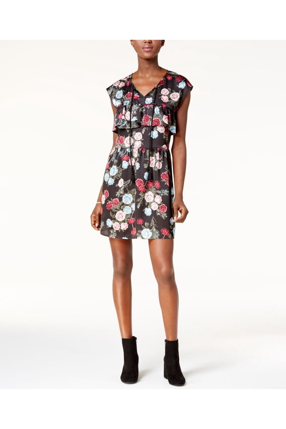 $89 Womens New 1631 Pink Floral Layered Banded Waist Line Dress M B+B