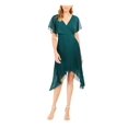 thumbnail image 1 of KENSIE DRESSES Womens Green Short Sleeve V Neck Midi Party Hi-Lo Dress 8, 1 of 4