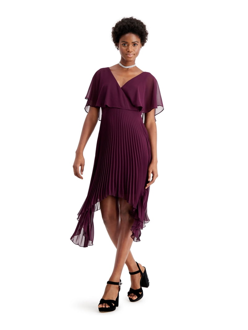 misses purple dresses KENSIE DRESSES Womens Purple Short Sleeve V Neck Midi Sheath Dress 10