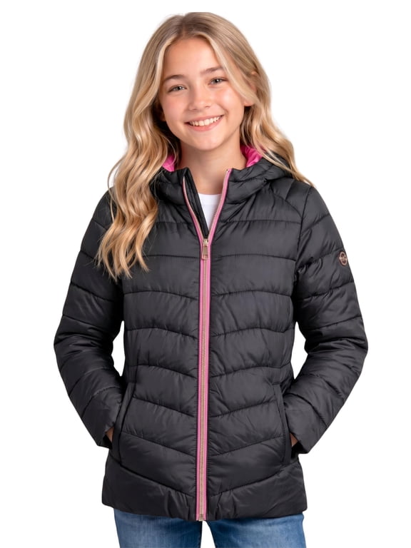 Girls Puffer Jacket - Packable, Lightweight Winter Hooded Coat