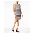thumbnail image 1 of KENSIE Womens Beige Printed Spaghetti Strap Above The Knee Shift Dress Size: L, 1 of 4